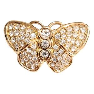 Swarovski Butterfly Brooch Clear Crystals Gold Tone Figural Insect Pin Vintage C